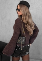 Moherowy sweter dzwonek Cinnamon Cloud jagodowy