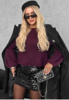 Moherowy sweter dzwonek Cinnamon Cloud jagodowy