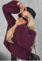 Moherowy sweter dzwonek Cinnamon Cloud jagodowy