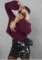 Moherowy sweter dzwonek Cinnamon Cloud jagodowy