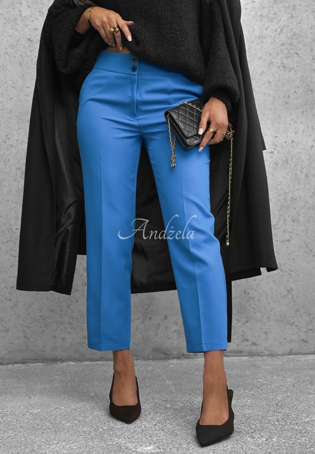 Eleganckie spodnie cygaretki Runway Ready kobaltowe