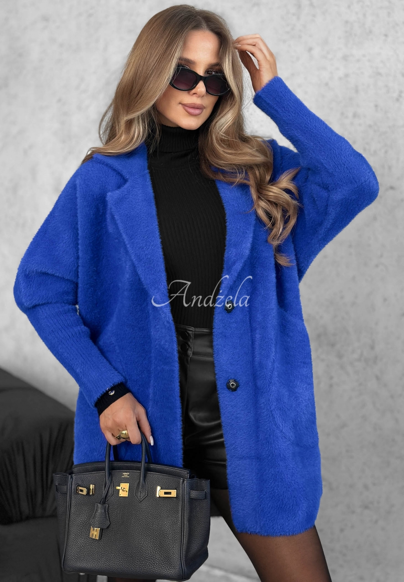Royal cobalt alpaca oversize coat