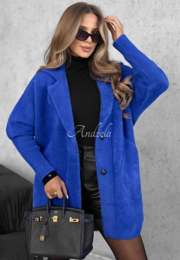 Royal cobalt alpaca oversize coat