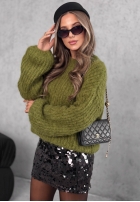 Moherowy sweter dzwonek Cinnamon Cloud jagodowy