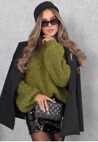 Moherowy sweter dzwonek Cinnamon Cloud jagodowy