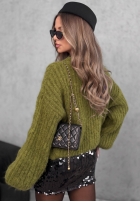Moherowy sweter dzwonek Cinnamon Cloud jagodowy