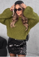Moherowy sweter dzwonek Cinnamon Cloud jagodowy