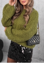 Moherowy sweter dzwonek Cinnamon Cloud jagodowy