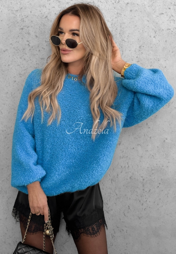 Long Evening Blue Mohair and Wool Sweater