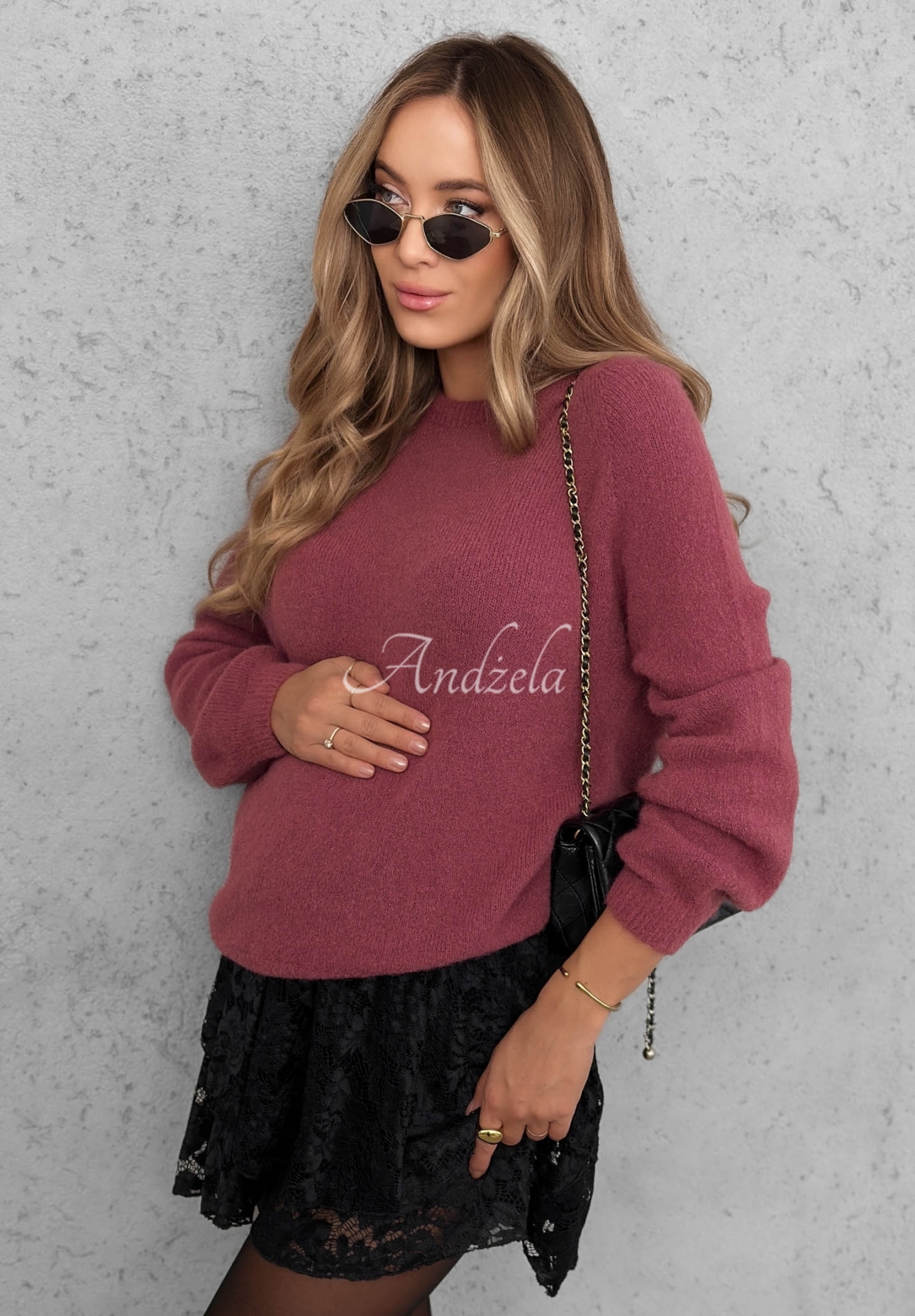 Miękki sweter z baby alpaką Warm Enough różowy