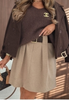 Spódniczka mini z paskiem Simple Grace czekoladowa