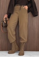 Zamszowe spodnie mom fit z paskiem Lucky Fall czekoladowe