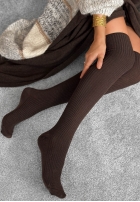 Prążkowane podkolanówki z wełną merino Pretty Legs mokka