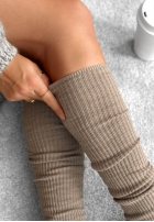 Prążkowane podkolanówki z wełną merino Pretty Legs mokka
