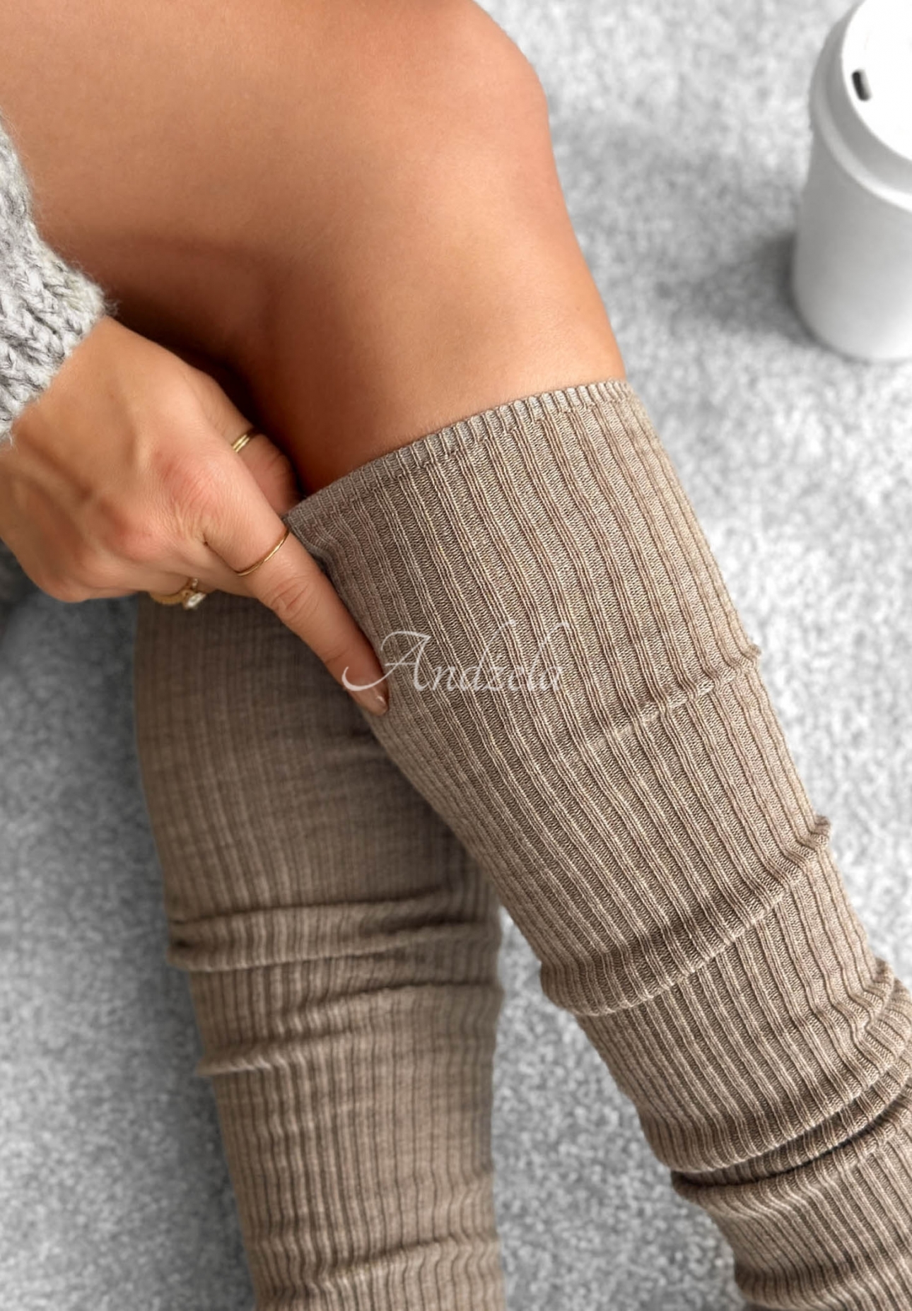 Pretty Legs Moka Ribbed Knee-High Socks with Merino Wool