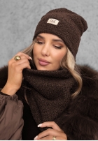 Komplet czapka i szalik z kożuszkiem Winter Lady czarny