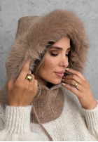 Komin balaclava z futerkiem Winter Crush mokka