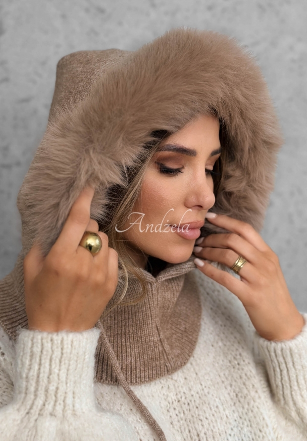 Winter Crush Mocha Balaclava with Fur Trim