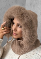 Komin balaclava z futerkiem Winter Crush mokka
