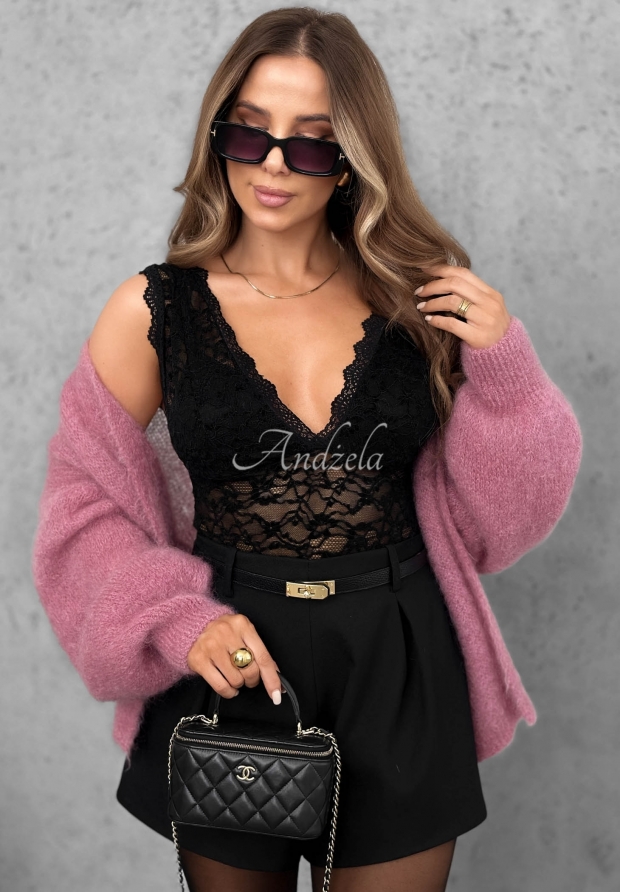 Evening Crush Short Lace Top, Black