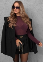 Bluzka longsleeve z golfem Soft And Warm czekoladowa