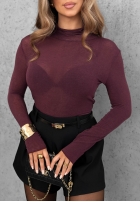 Bluzka longsleeve z golfem Soft And Warm czekoladowa