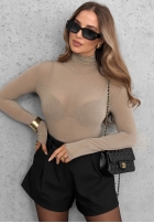 Bluzka longsleeve z golfem Soft And Warm czekoladowa
