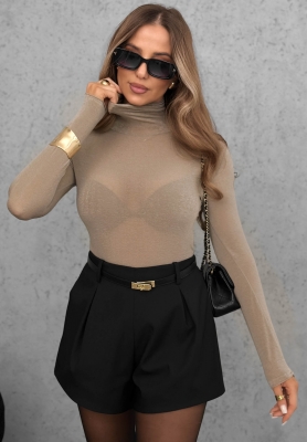 Bluzka longsleeve z golfem z wiskozą i kaszmirem Soft And Warm beżowa