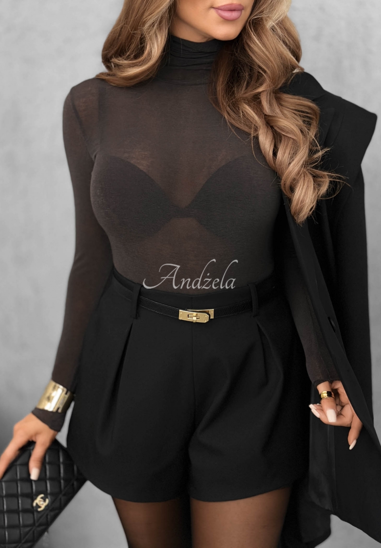 Soft And Warm Long-Sleeve Turtleneck Blouse with Viscose and Cashmere, Dark Chocolate