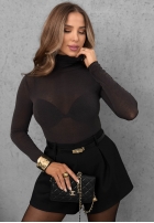 Bluzka longsleeve z golfem Soft And Warm czekoladowa