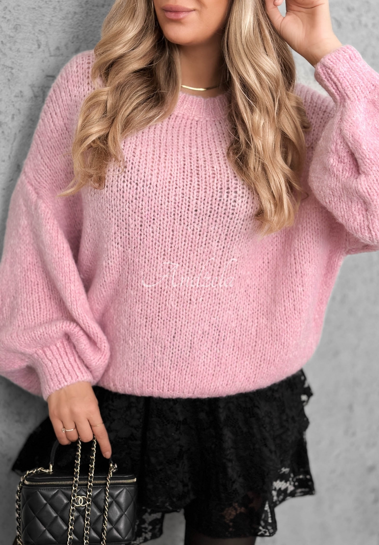 Soft, oversized sweater with wool and viscose from Cloud Babe in powder pink