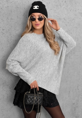 Unknown Number Asymmetrical Sweater with Wool, Gray
