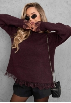 Sweter oversize z koronką Cozy Softness czekoladowy