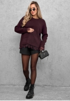 Sweter oversize z koronką Cozy Softness czekoladowy