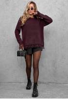 Sweter oversize z koronką Cozy Softness czekoladowy