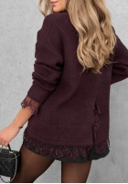 Sweter oversize z koronką Cozy Softness czekoladowy