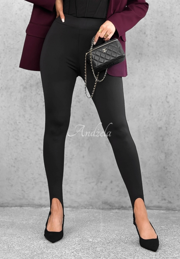 Personal Touch Black Viscose Leggings with Footed Tops