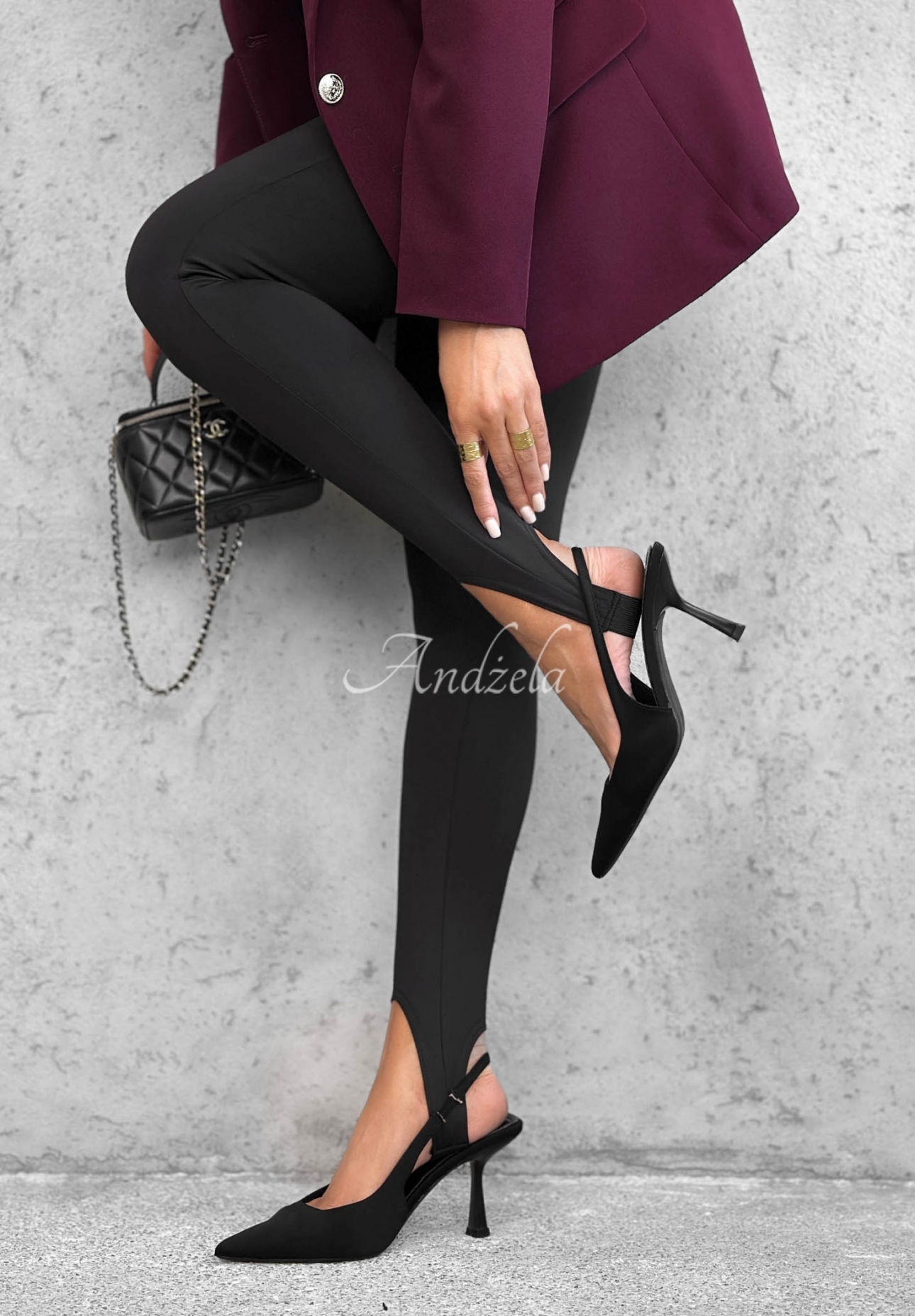 Personal Touch Black Viscose Leggings with Footed Tops