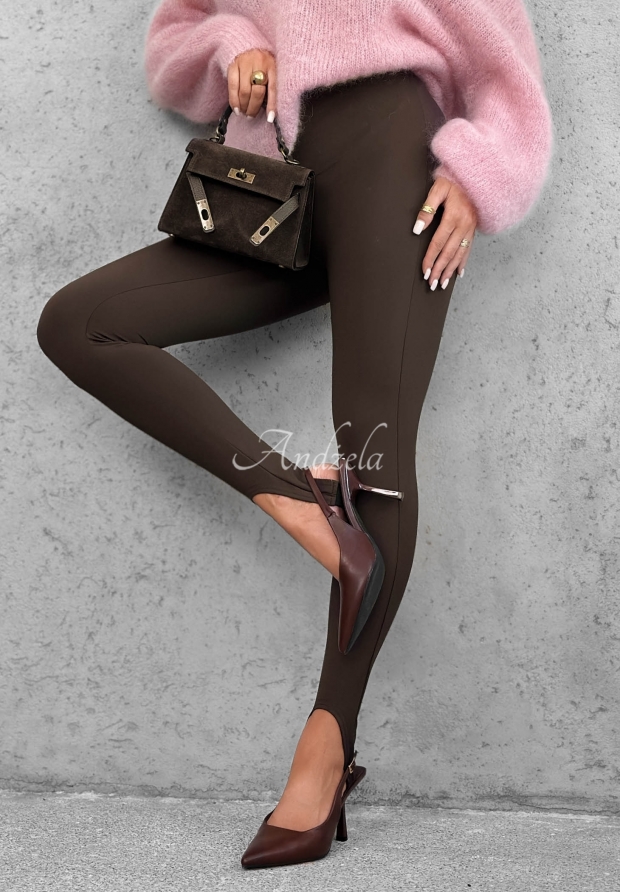 Personal Touch chocolate-colored viscose leggings with ankle cuffs