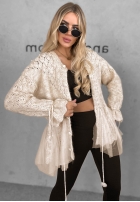Ozdobnie pleciony kardigan z perełkami i tiulem Blush Darling czarny