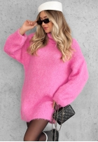 Miękki sweter oversize z golfem Cozy Babe czekoladowo-biały