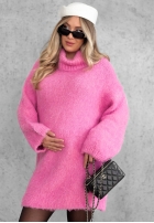 Miękki sweter oversize z golfem Cozy Babe czekoladowo-biały
