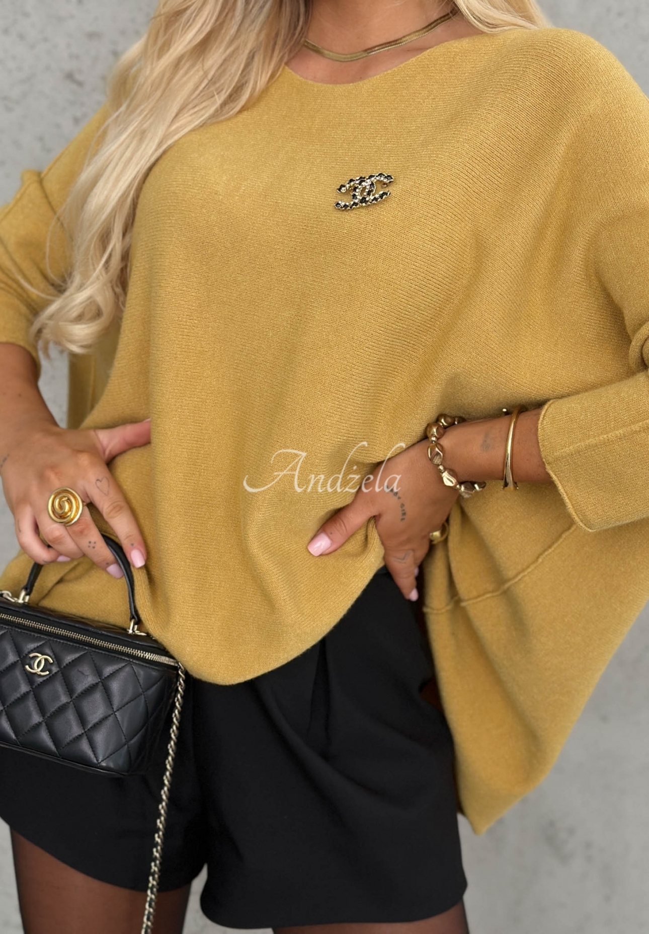 Mellow Light Mustard-Colored Oversized Viscose Sweater