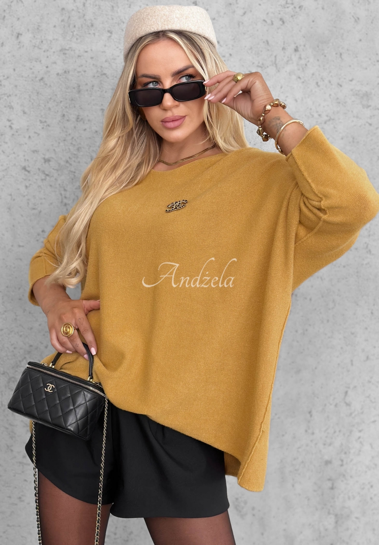 Mellow Light Mustard-Colored Oversized Viscose Sweater