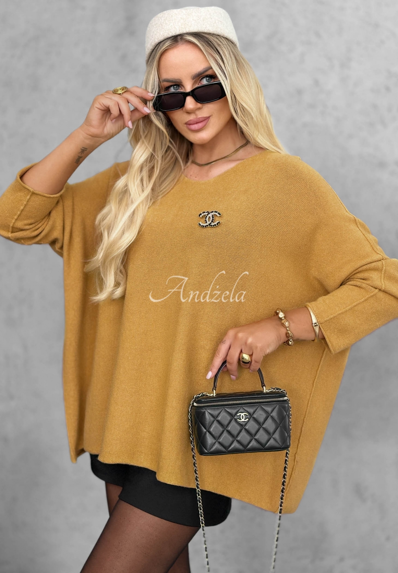 Mellow Light Mustard-Colored Oversized Viscose Sweater