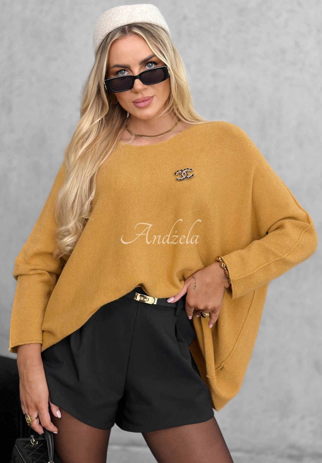 Mellow Light Mustard-Colored Oversized Viscose Sweater