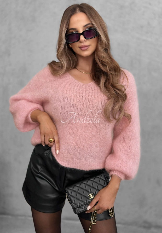 "Touch Of Autumn" Light Pink Cashmere Sweater
