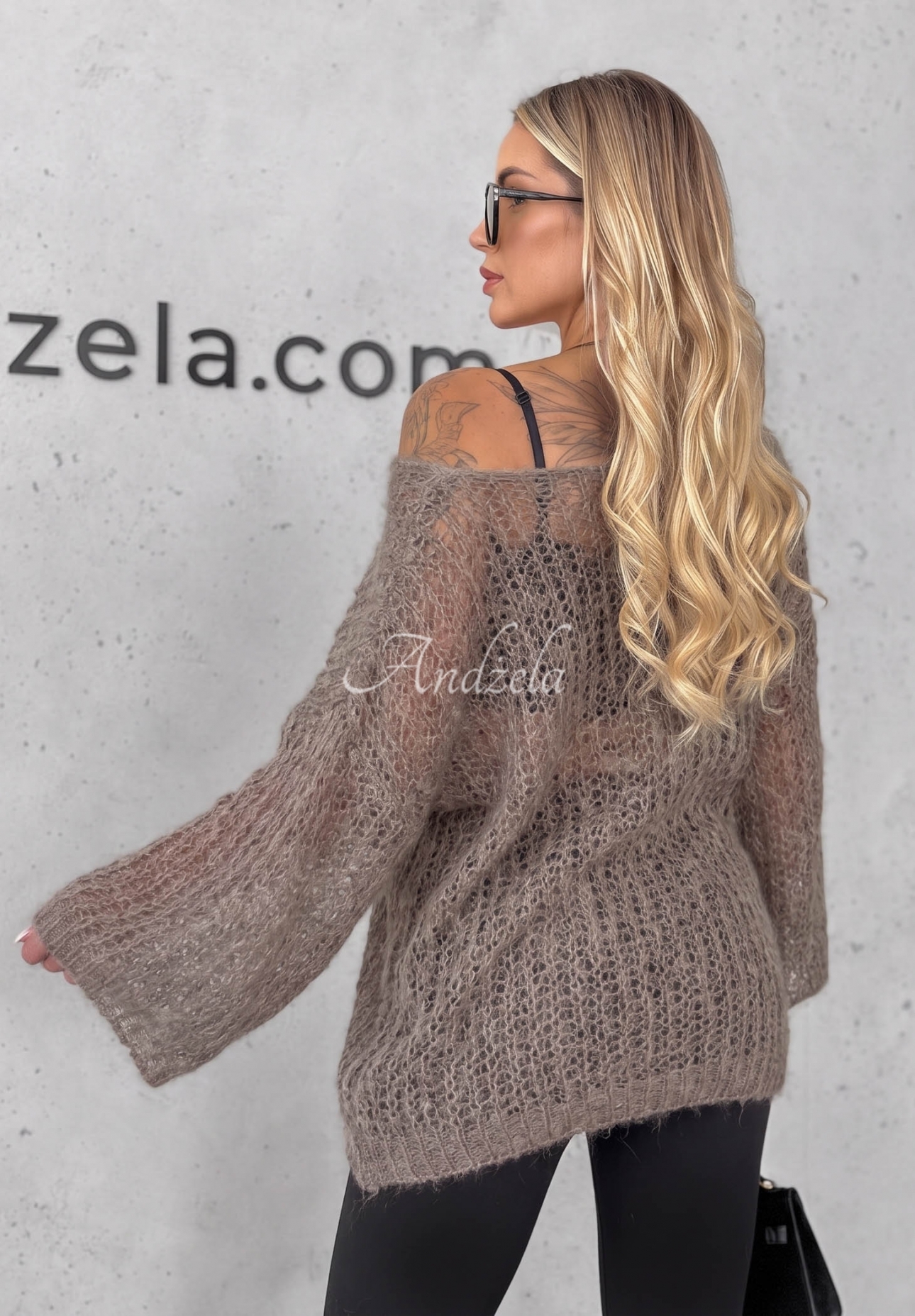 Sweet Comfort Long Mohair Sweater with Belt in Mocha