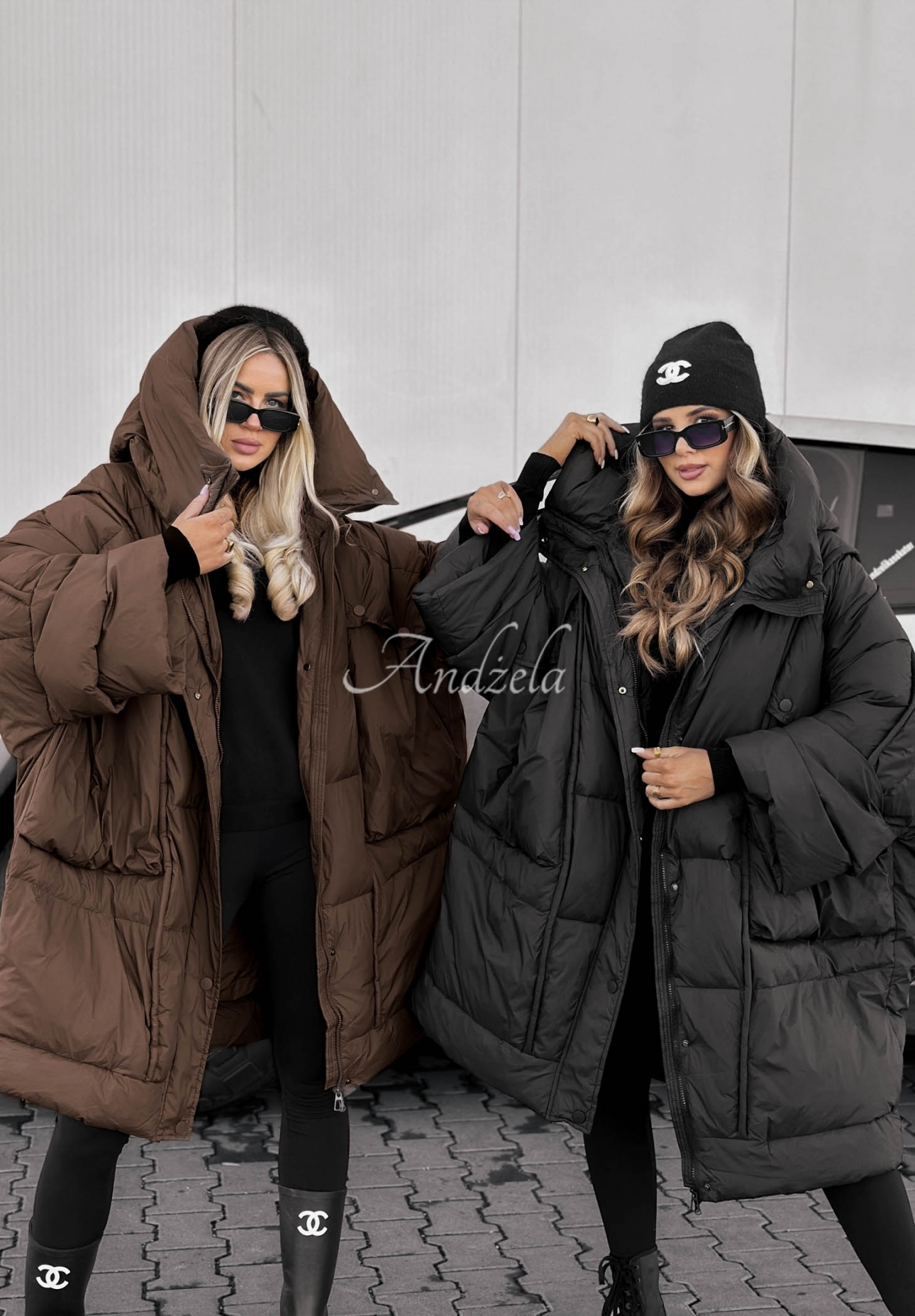 Frozen Tale Oversized Hooded Down Jacket, Black