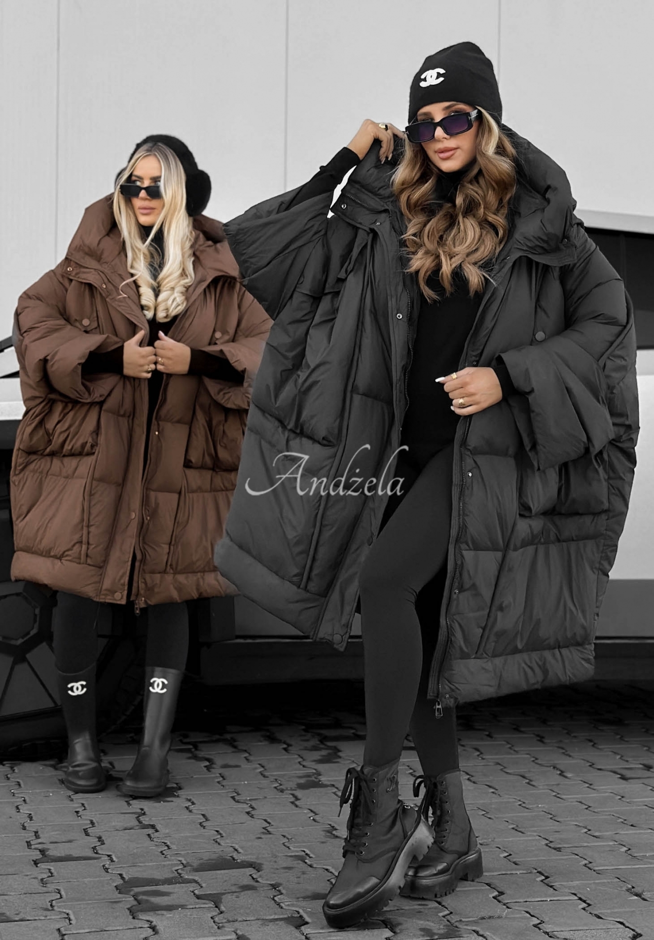 Puchowa kurtka oversize z kapturem Frozen Tale czarna